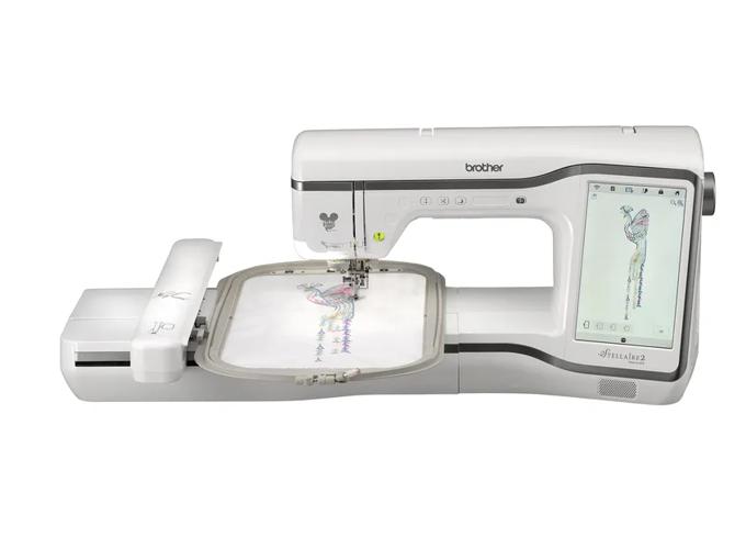 Brother Stellaire XE2 embroidery machine with large touchscreen and embroidery hoop