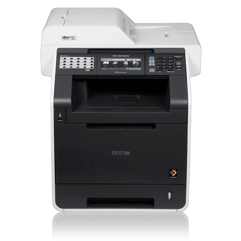 Brother MFC-9970CDW color laser all-in-one printer with touchscreen and dual paper trays