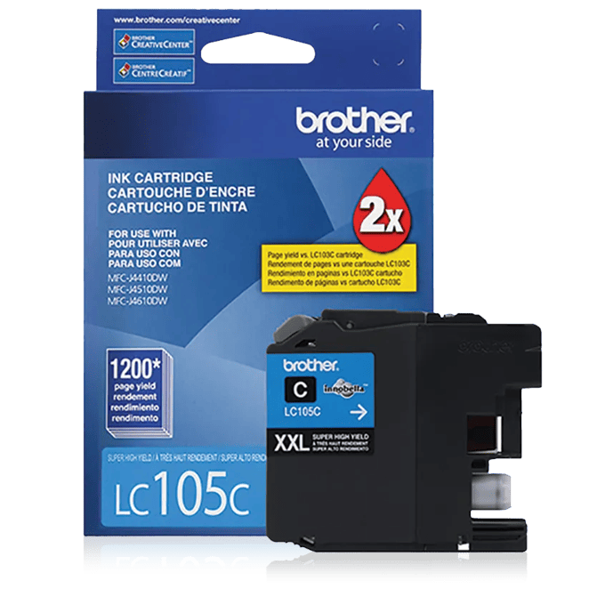 Brother Genuine LC105C Super High-yield Cyan Ink Cartridge, , large