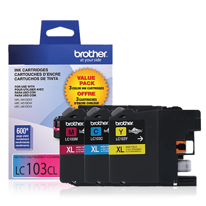 Brother LC103 high-yield color ink cartridge 3-pack for inkjet printers