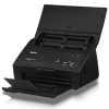 Brother ADS-2000E compact desktop document scanner with open lid and paper tray