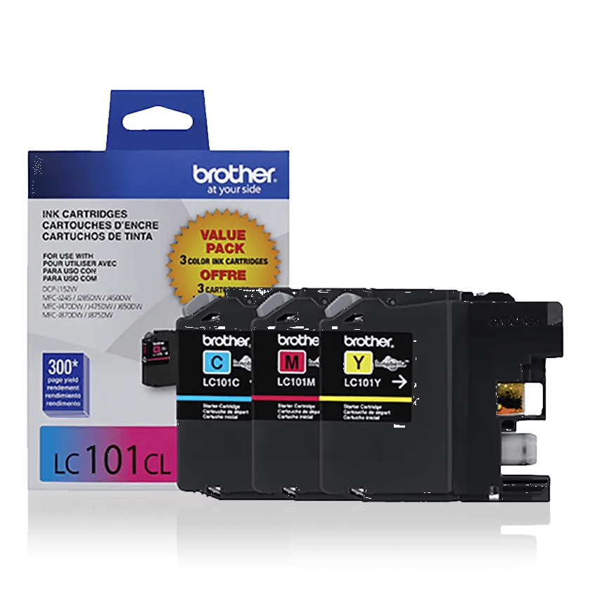 Brother LC101 3-color ink cartridge value pack for inkjet printers