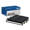 Brother DR229CL drum unit with packaging and four black drum cartridges with green accents