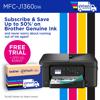 Brother MFC-J1360DW all-in-one wireless printer with ink subscription box and colorful ink cartridges