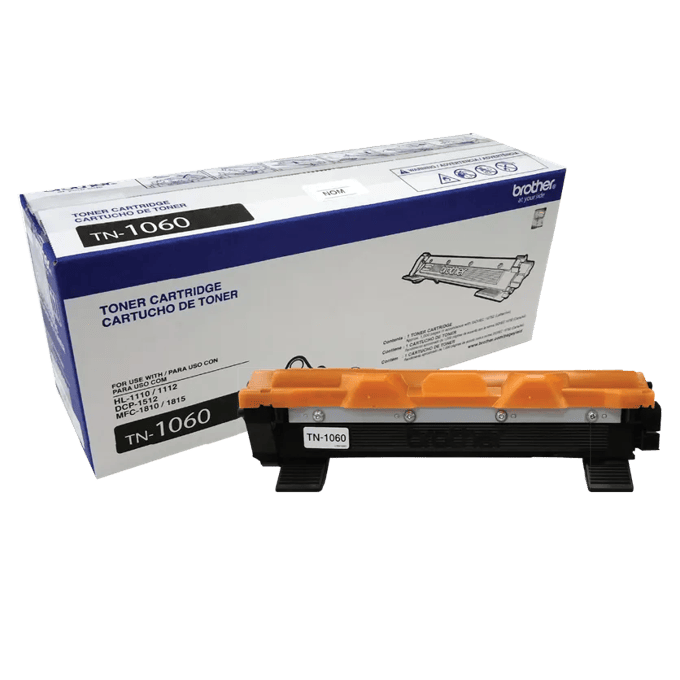 Cartucho de tóner negro Brother TN-1060 con caja de empaque para impresoras láser