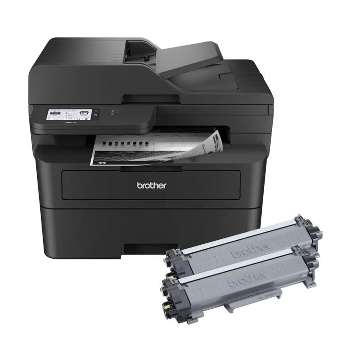 Brother MFC-L2900DWXL monochrome laser all-in-one printer with two toner cartridges