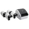 Brother QL-1100 wide-format label printer with four label roll cartridges