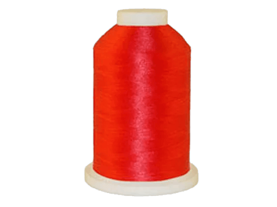 Brother embroidery thread spool in vibrant red polyester on white cone