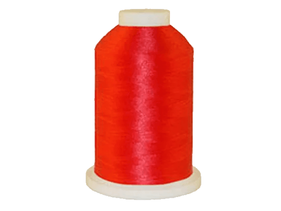 Brother embroidery thread spool in vibrant red polyester on white cone