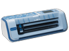Brother ScanNCut CM650W cutting machine in blue with decorative floral pattern and LCD screen