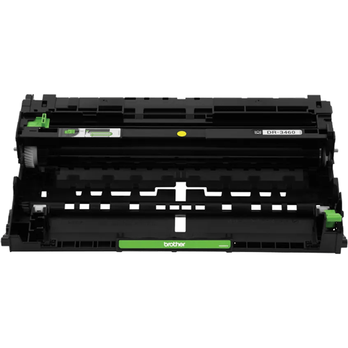 Unidad de tambor Brother DR-3460 con detalles verdes para impresoras láser