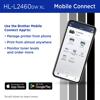 Brother HL-L2460DW XL laser printer with Mobile Connect app interface on smartphone