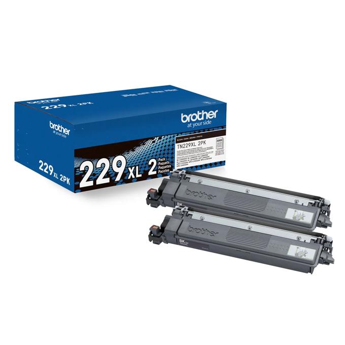 Brother TN229XL high-yield black toner cartridge 2-pack with packaging