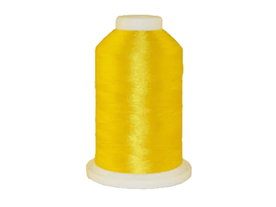 Brother yellow embroidery thread spool with white cap on cone base