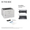 Brother HL-L5210DN monochrome laser printer with toner cartridge, drum unit, and accessories