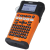 Brother P-touch EDGE handheld label maker with orange body and QWERTY keyboard