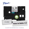 Brother P-touch TZe label tape cartridge with strong adhesive in matte silver with sample labels