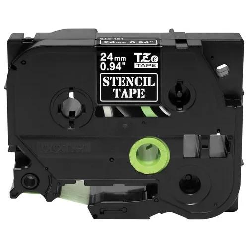 Brother 24mm black stencil tape cartridge with white text on black background