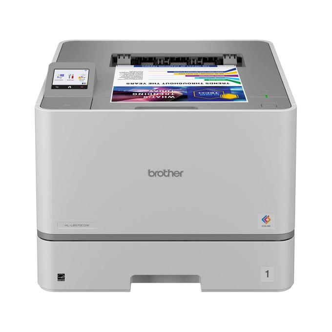 Brother HL-L8570CDW color laser printer with touchscreen printing vibrant document