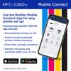 Brother MFC-J1260W all-in-one printer setup shown on Mobile Connect app interface