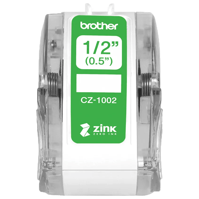 Brother CZ-1002 half-inch label roll cartridge with Zink zero-ink technology