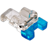 Brother sewing machine presser foot with clear plastic body and blue attachments