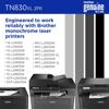 Brother TN830XL 2-pack toner cartridge with three monochrome laser printers