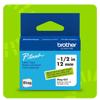 Brother P-touch label tape, 1/2 inch, black print on light green background