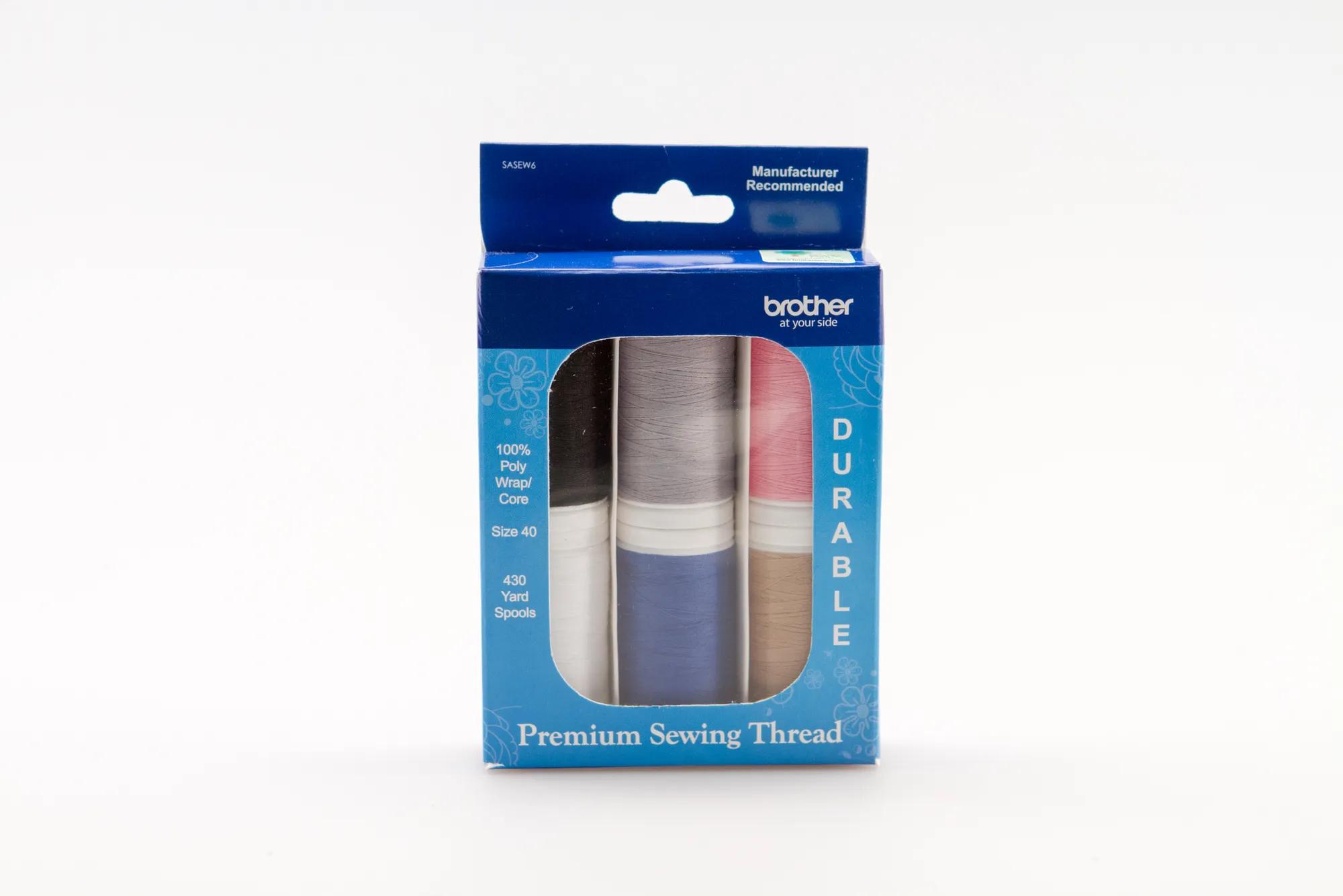 Brother premium sewing thread set with six 430-yard spools in assorted colors