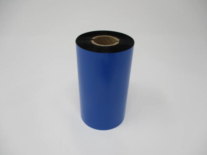Brother blue thermal transfer ribbon roll with black ink on cardboard core