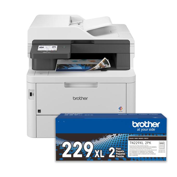 Brother MFC-L3780CDW color laser all-in-one printer with TN229XL high-yield toner 2-pack