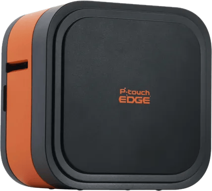 Brother P-touch EDGE label maker with orange side panel and wireless connectivity