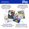 Brother DR229CL drum unit features for digital color printers with sample prints