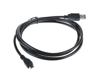 Black USB cable with standard USB-A and mini-USB connectors for device charging