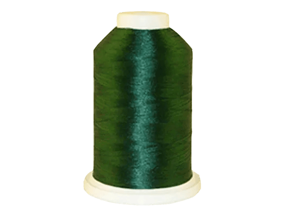 Brother embroidery thread spool in dark green on white background