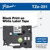 Cartucho de cinta laminada Brother TZe-251 con texto negro sobre blanco, ancho de 1 pulgada