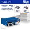 Brother TN229 4-pack toner cartridges for digital color printers with high-yield page capacity