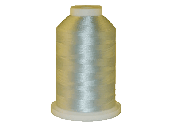Brother embroidery thread spool in light blue with beige cap on white background