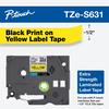 Cinta de etiquetas laminada extra resistente Brother TZe-S631 con impresión negra sobre amarillo
