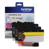 Brother LC30333PKS XXL INKvestment Tank cartridges in cyan, magenta, and yellow
