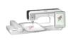 Brother embroidery machine with touchscreen and floral design in hoop