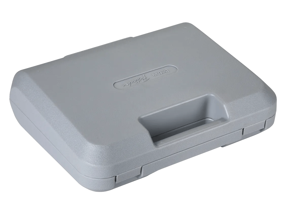 Brother P-touch labeling system in closed gray carrying case
