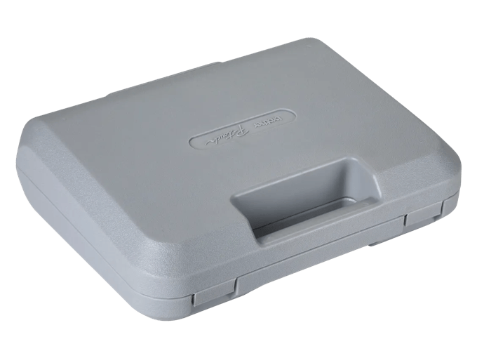 Brother P-touch labeling system in closed gray carrying case
