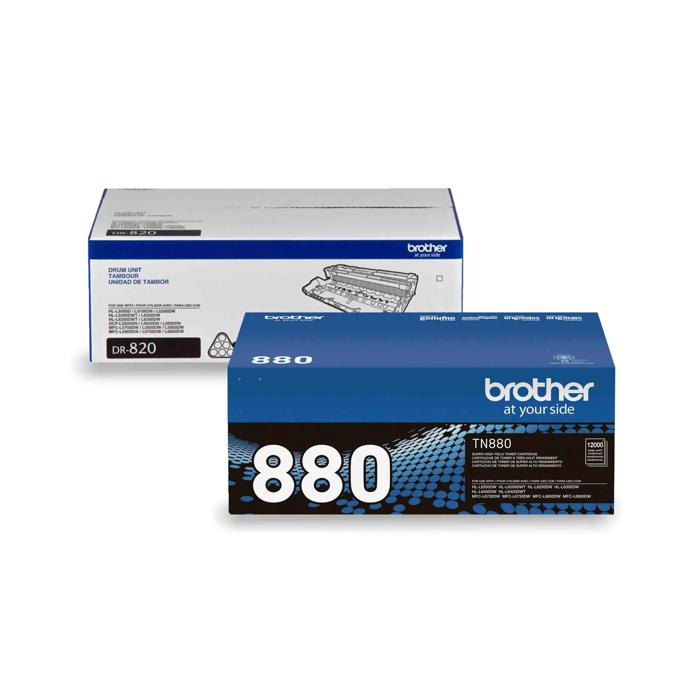 Brother DR-820 drum unit and TN-880 high-yield toner cartridge bundle