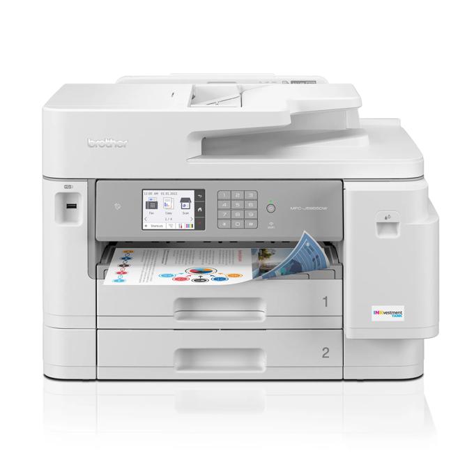 Brother MFC-J5955DW all-in-one color inkjet printer with dual paper trays printing documents