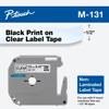 Brother P-touch M-131 non-laminated label tape cartridge with black text on clear background