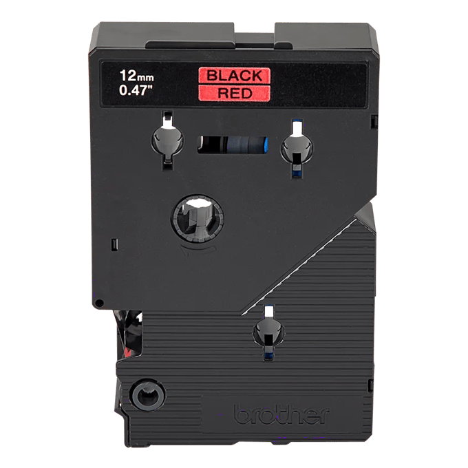 Brother TC5001 12mm black on red laminated label tape cassette