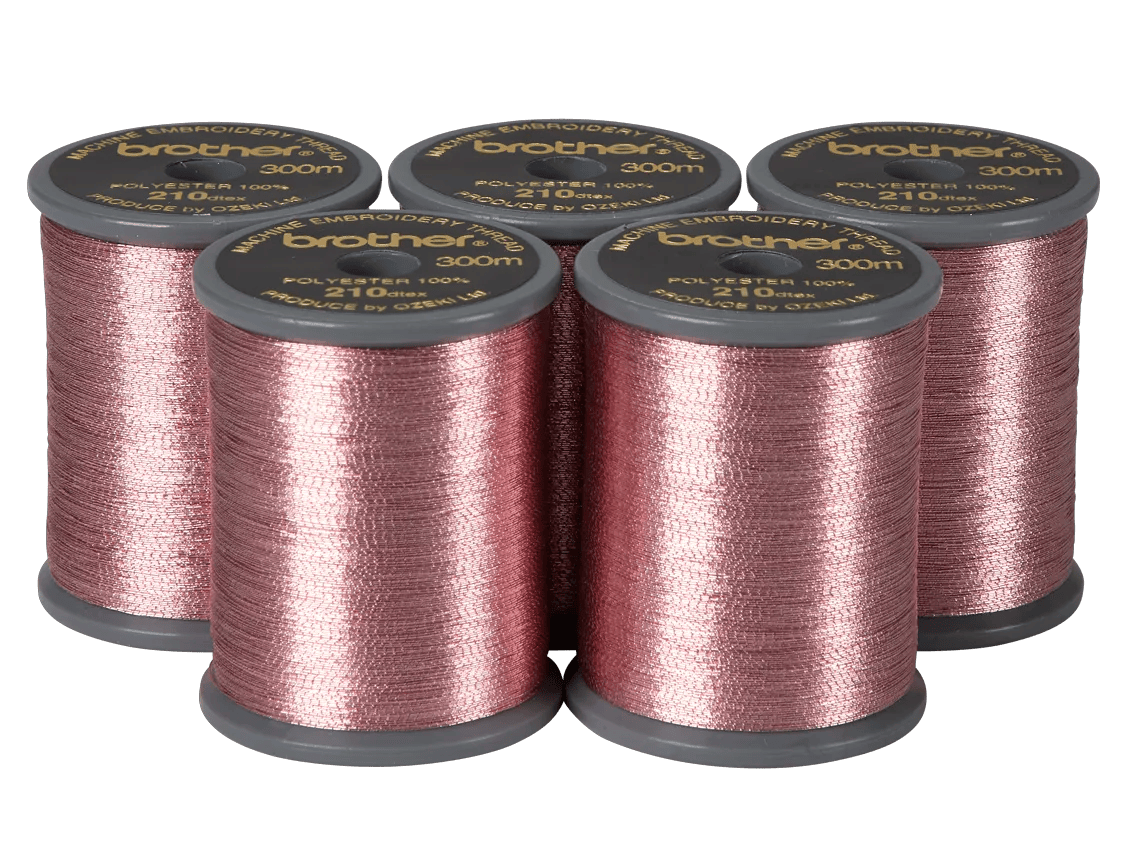 Brother embroidery thread spools in rose gold polyester, 300m length