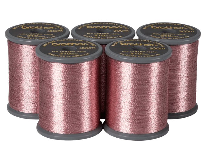 Brother embroidery thread spools in rose gold polyester, 300m length