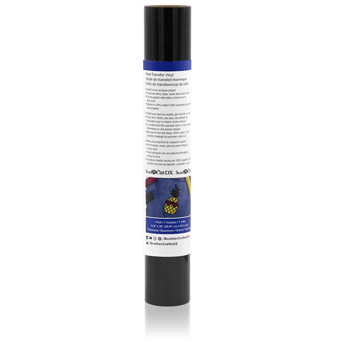 Brother black heat transfer vinyl roll for fabric crafts and apparel customization